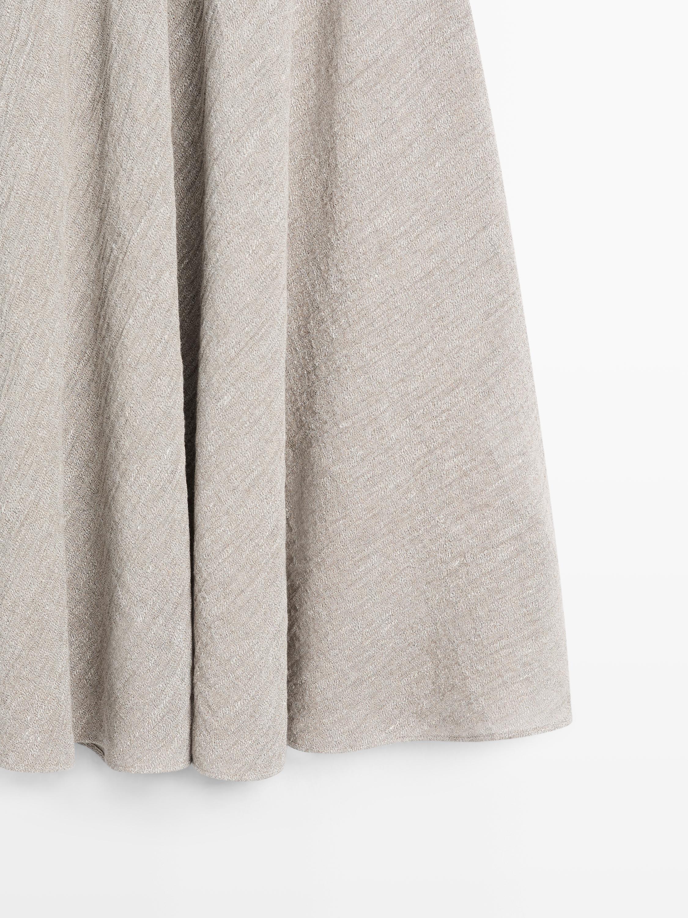 Waffle-knit flared midi skirt